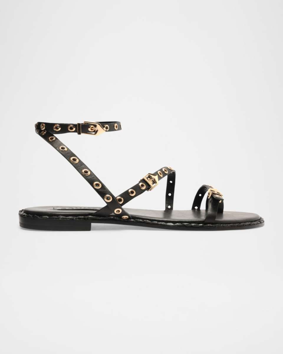 Annette Grommet Buckles Flat Sandals